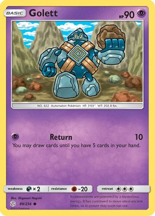 Golett 089/236 - SM  Cosmic Eclipse Reverse Holofoil - for just $0.18! 