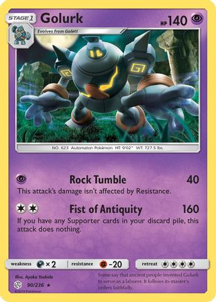 Golurk 090/236 - SM  Cosmic Eclipse Reverse Holofoil - for just $0.20! 