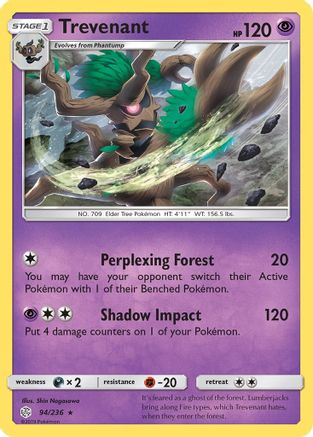 Trevenant 094/236 - SM  Cosmic Eclipse Reverse Holofoil - for just $0.23! 