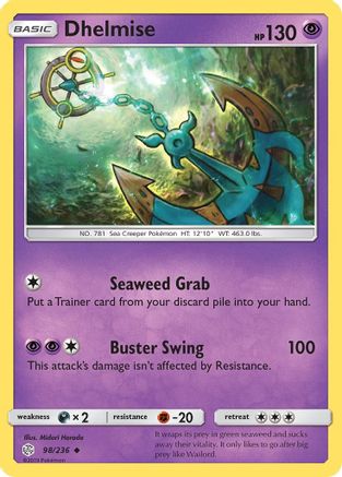 Dhelmise 098/236 - SM  Cosmic Eclipse Reverse Holofoil - for just $0.18! 