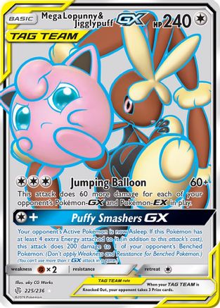 Mega Lopunny & Jigglypuff GX (Full Art) 225/236 - SM  Cosmic Eclipse Holofoil - for just $24.10! 