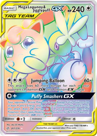 Mega Lopunny & Jigglypuff GX (Secret) 261/236 - SM  Cosmic Eclipse Holofoil - for just $31.99! 