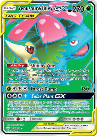 Venusaur & Snivy GX (Full Art) 210/236 - SM  Cosmic Eclipse Holofoil - for just $21.24! 