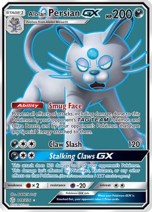 Alolan Persian GX (Full Art) 219/236 - SM  Cosmic Eclipse Holofoil - for just $1! 