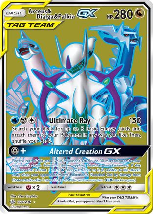 Arceus & Dialga & Palkia GX (Full Art) 220/236 - SM  Cosmic Eclipse Holofoil - for just $22.53! 