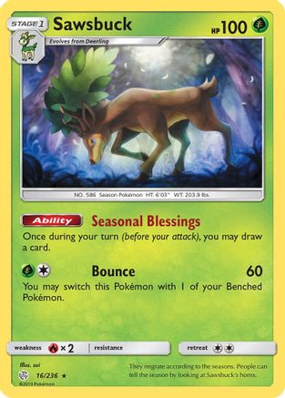 Sawsbuck 016/236 - SM  Cosmic Eclipse Reverse Holofoil - for just $0.75! 