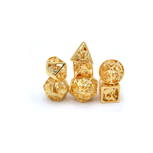 Hollow Metal Dragon Polyhedral Dice Set - 24K Gold Plated - Premium Polyhedral Dice Set - Just $159.99! Shop now at Retro Gaming of Denver