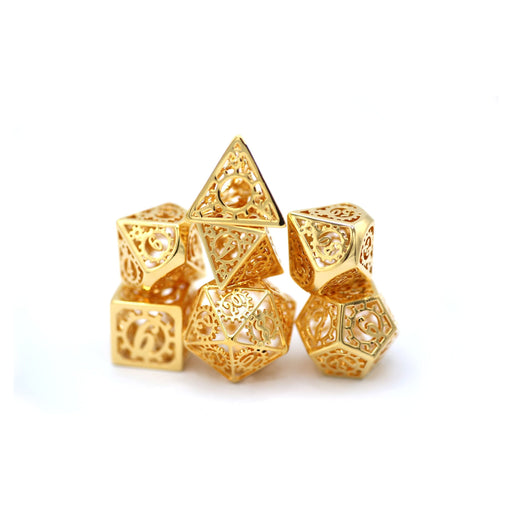 Gears of Providence Hollow Metal Polyhedral Dice Set - 24K Gold Plated - Premium Polyhedral Dice Set - Just $159.99! Shop now at Retro Gaming of Denver