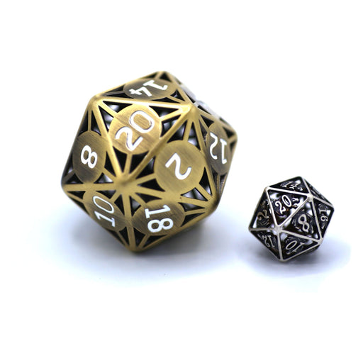 Giant Geometric Hollow Metal D20 Dice 50mm - Ancient Bronze - Premium Giant Hollow Dice - Just $59.99! Shop now at Retro Gaming of Denver