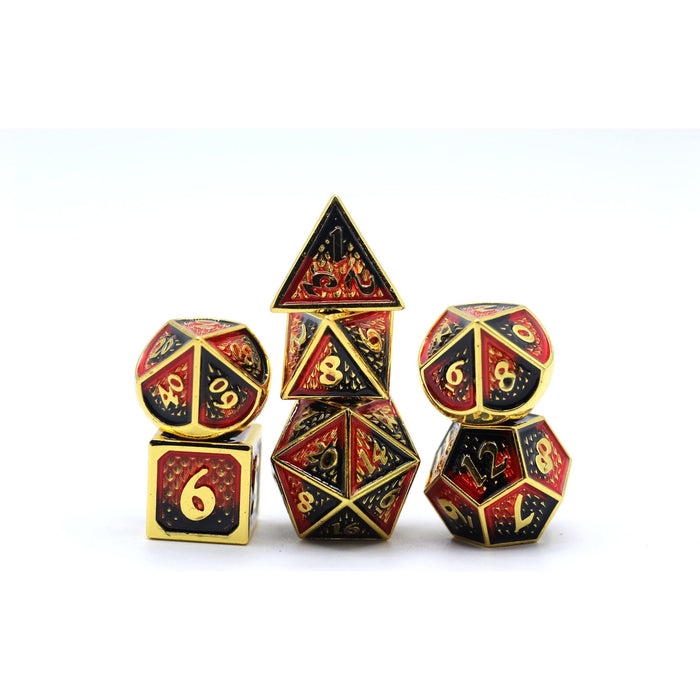 Solid Metal Behemoth Dice set - Gold w/ Red and Black - Just $39.99! Shop now at Retro Gaming of Denver