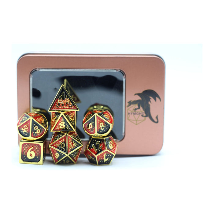 Solid Metal Behemoth Dice set - Gold w/ Red and Black - Just $39.99! Shop now at Retro Gaming of Denver