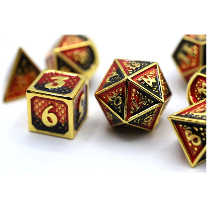 Solid Metal Behemoth Dice set - Gold w/ Red and Black - Just $39.99! Shop now at Retro Gaming of Denver