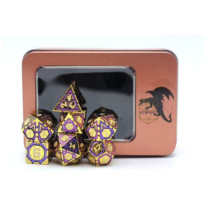 Star Map Solid Metal Polyhedral Dice set - Gold w/ Purple - Premium Polyhedral Dice Set - Just $39.99! Shop now at Retro Gaming of Denver
