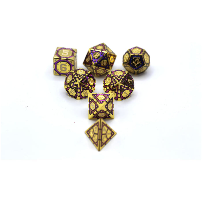 Star Map Solid Metal Polyhedral Dice set - Gold w/ Purple - Premium Polyhedral Dice Set - Just $39.99! Shop now at Retro Gaming of Denver