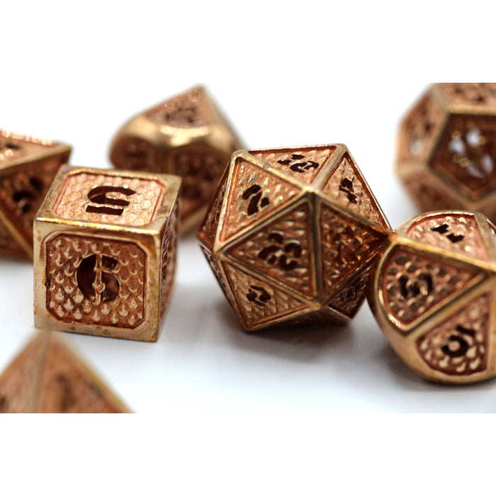 Hollow Metal Wyvern Dice set - Pure Copper - Premium Polyhedral Dice Set - Just $99.99! Shop now at Retro Gaming of Denver