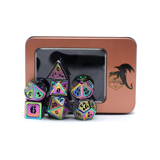 Hollow Metal Wyvern Dice set - Prismatic Rainbow - Premium Polyhedral Dice Set - Just $79.99! Shop now at Retro Gaming of Denver