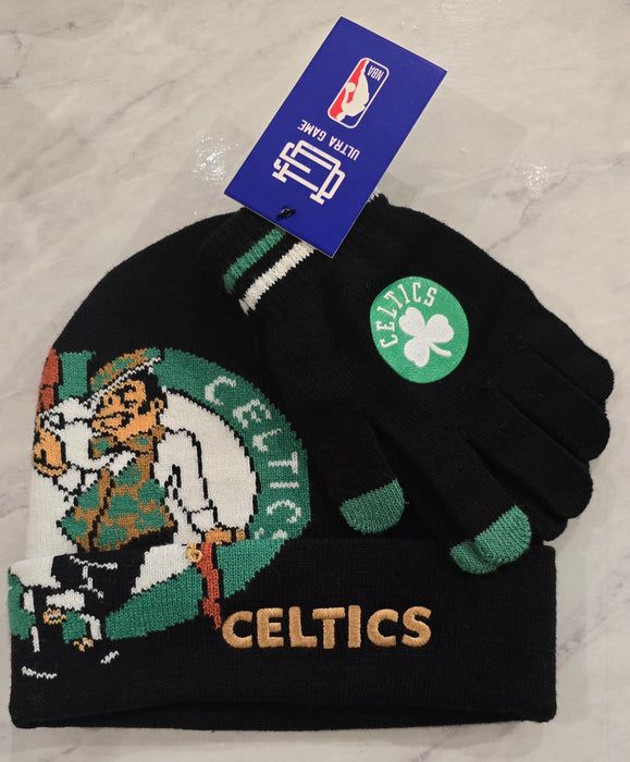 Boston Celtics Logo Winter Hat & Gloves Gift Set Black - for just $39.99! 