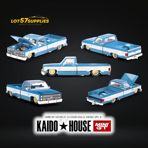 (Pre-Order) Mini-GT x KAIDO Chevrolet Silverado Dually Vintage Spec V1 1:64 - for just $28.99! 