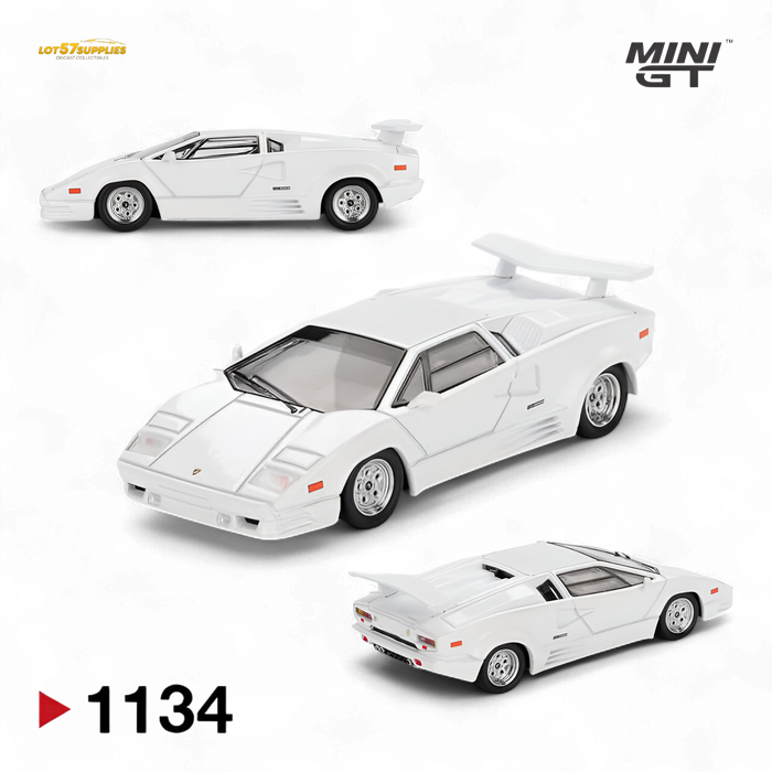 Mini-GT Lamborghini Countach 25th Anniversary White 1:64 - for just $21.99! 
