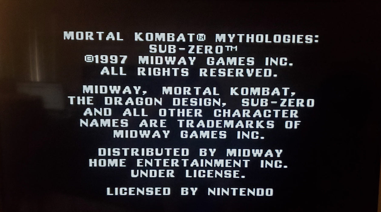 Mortal Kombat Mythologies: Sub-Zero N64 Nintendo 64 Video Game 1997 - for just $21.99! 