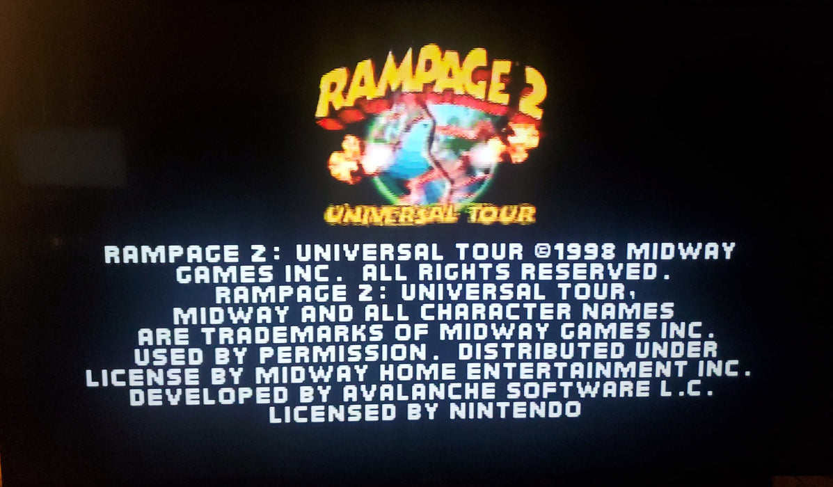 Rampage 2: Universal Tour N64 Nintendo 64 Video Game Cartridge 1999 - for just $22.99! 