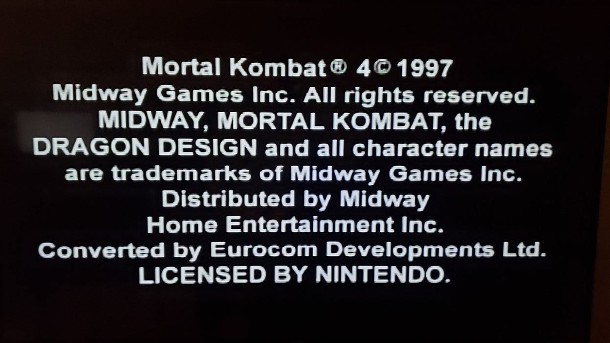 Mortal Kombat 4 N64 Nintendo 64 Video Game Cartridge 1997 - for just $22.99! 