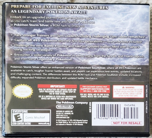 Pokemon Storm Silver NDS Nintendo DS Custom ROM Hack Video Game - for just $26.99! 