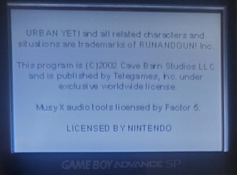 Urban Yeti GBA Video Game Cartridge Game Boy Advance 2002 - for just $13.99! 