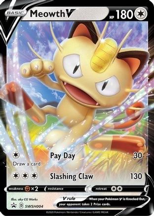 Meowth V SWSH004/307 - SWSH Sword & Shield Promo Cards Holofoil - for just $1! 