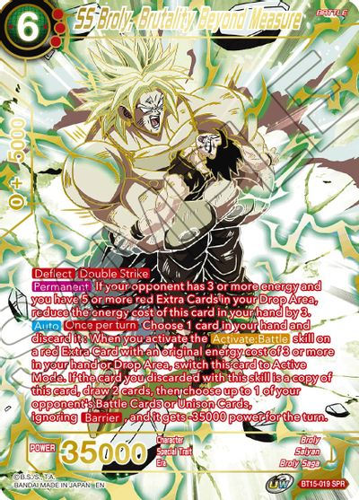 SS Broly, Brutality Beyond Measure (SPR) (BT15-019) [Saiyan Showdown] - for just $4.65! 