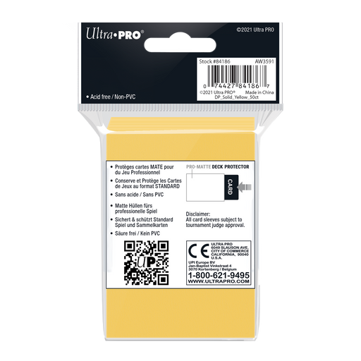 Ultra PRO: Standard 50ct Sleeves - PRO-Matte (Yellow) - Just $0! Shop now at Retro Gaming of Denver