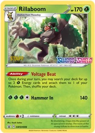 Rillaboom (Prerelease) [Staff] SWSH006 - SWSH Sword & Shield Promo Cards Holofoil - for just $17.10! 