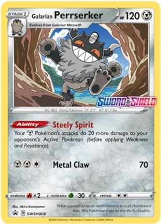 Galarian Perrserker (Prerelease) SWSH008/307 - SWSH Sword & Shield Promo Cards Holofoil - for just $2! 
