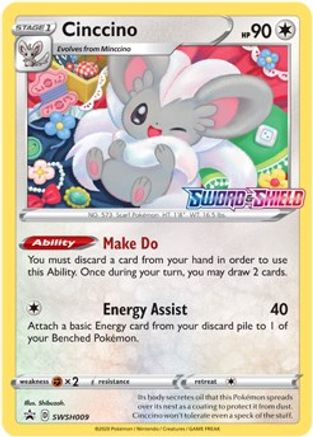 Cinccino (Prerelease) SWSH009/307 - SWSH Sword & Shield Promo Cards Holofoil - for just $6.68! 