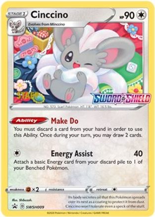 Cinccino (Prerelease) [Staff] SWSH009 - SWSH Sword & Shield Promo Cards Holofoil - for just $42.35! 