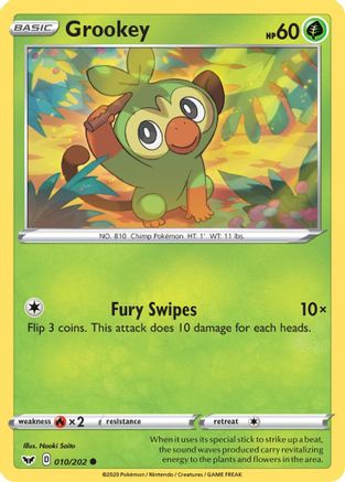 Grookey () 010/202 - SWSH01 Sword & Shield Base Set Reverse Holofoil - for just $0.10! 