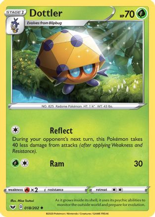 Dottler 018/202 - SWSH01 Sword & Shield Base Set Reverse Holofoil - for just $0.05! 