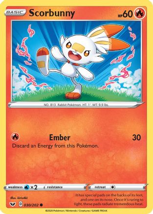 Scorbunny () 030/202 - SWSH01 Sword & Shield Base Set - for just $0.07! 