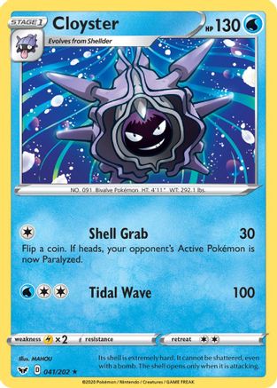 Cloyster 041/202 - SWSH01 Sword & Shield Base Set Reverse Holofoil - for just $0.20! 