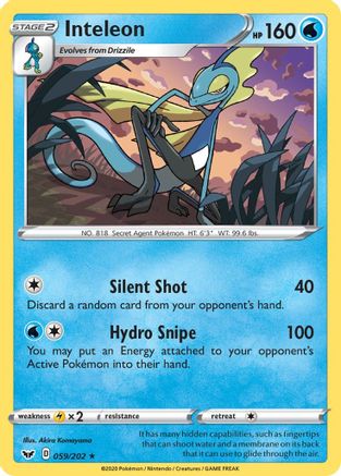 Inteleon () 059/202 - SWSH01 Sword & Shield Base Set - for just $0.16! 