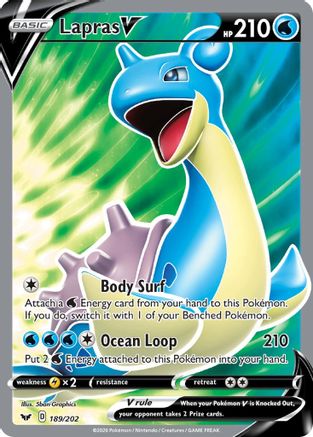 Lapras V (Full Art) 189/202 - SWSH01 Sword & Shield Base Set Holofoil - for just $1.53! 