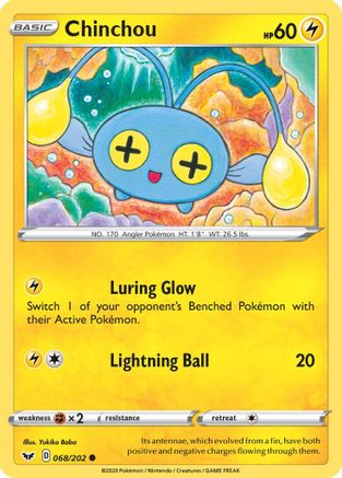 Chinchou () 068/202 - SWSH01 Sword & Shield Base Set Reverse Holofoil - for just $0.13! 
