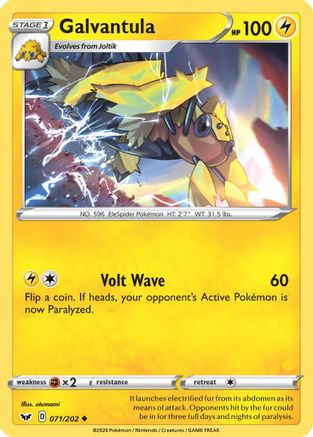 Galvantula 071/202 - SWSH01 Sword & Shield Base Set Reverse Holofoil - for just $0.20! 