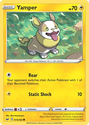 Yamper () 073/202 - SWSH01 Sword & Shield Base Set Reverse Holofoil - for just $0.20! 