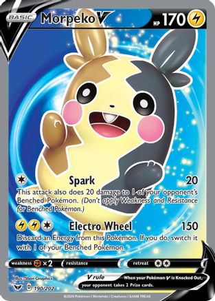 Morpeko V (Full Art) 190/202 - SWSH01 Sword & Shield Base Set Holofoil - for just $2.48! 