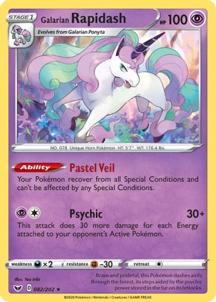 Galarian Rapidash 082/202 - SWSH01 Sword & Shield Base Set Reverse Holofoil - for just $0.54! 