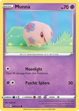 Munna 087/202 - SWSH01 Sword & Shield Base Set Reverse Holofoil - for just $0.07! 