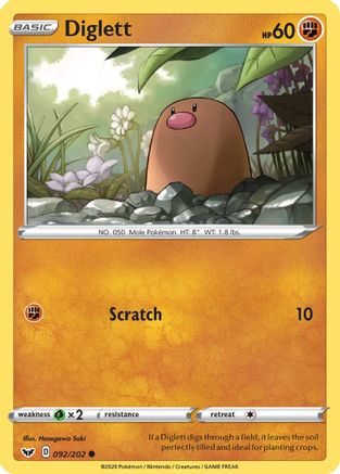 Diglett 092/202 - SWSH01 Sword & Shield Base Set - for just $0.08! 