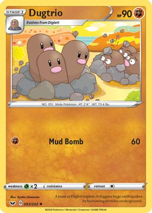 Dugtrio 093/202 - SWSH01 Sword & Shield Base Set - for just $0.05! 