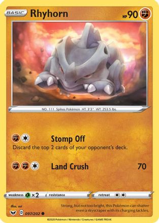Rhyhorn () 097/202 - SWSH01 Sword & Shield Base Set - for just $0.06! 